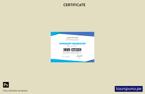 Plantilla de certificado de Membresía honoraria de EE. UU. lista para imprimir e